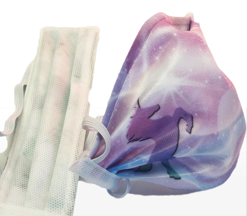 Masque tissu de protection enfant modele licorne coronavirus Covid-19 masque de protection enfant lavable personnalisation licorne réutilisable lavable