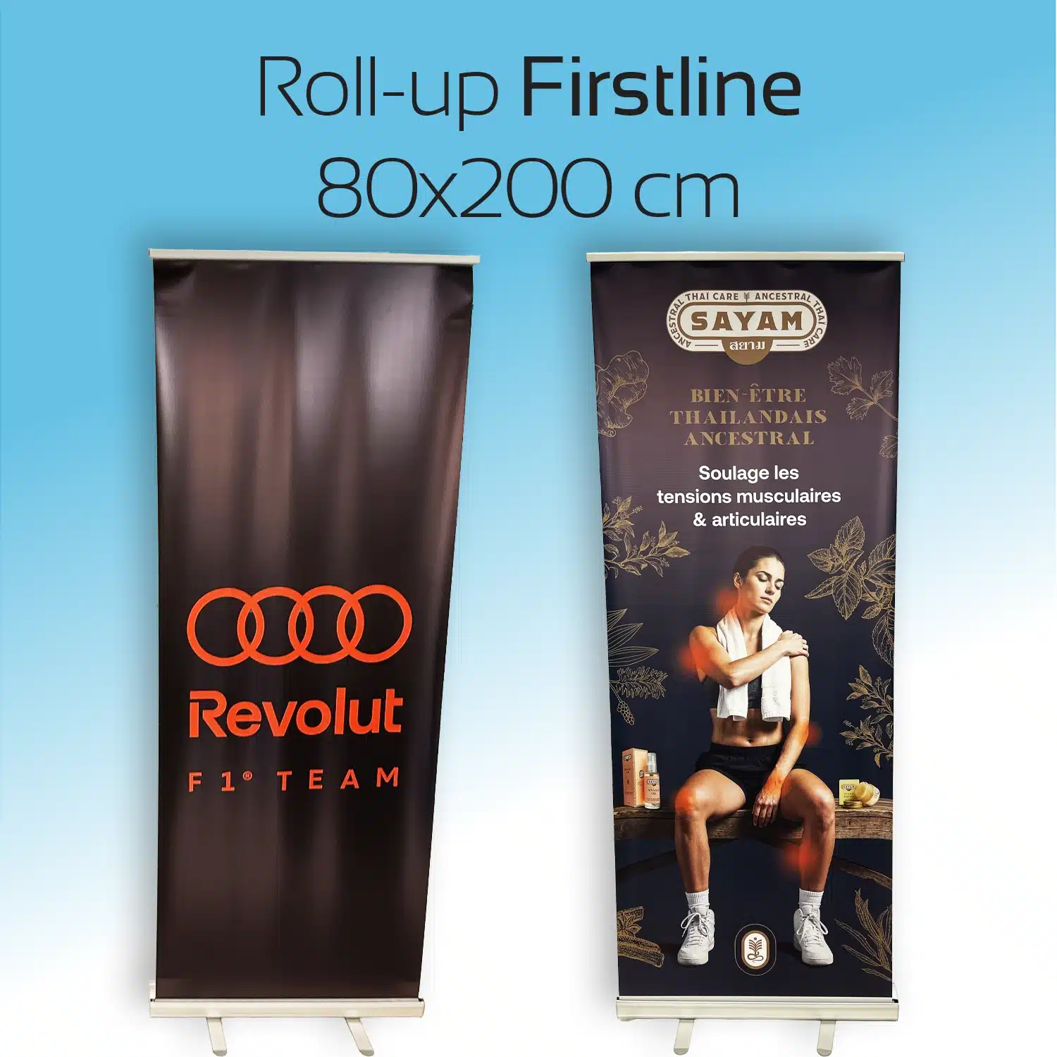 Rollup 80x200cm Firstline. Le roll-up personnalisé de qualité et au meilleur prix