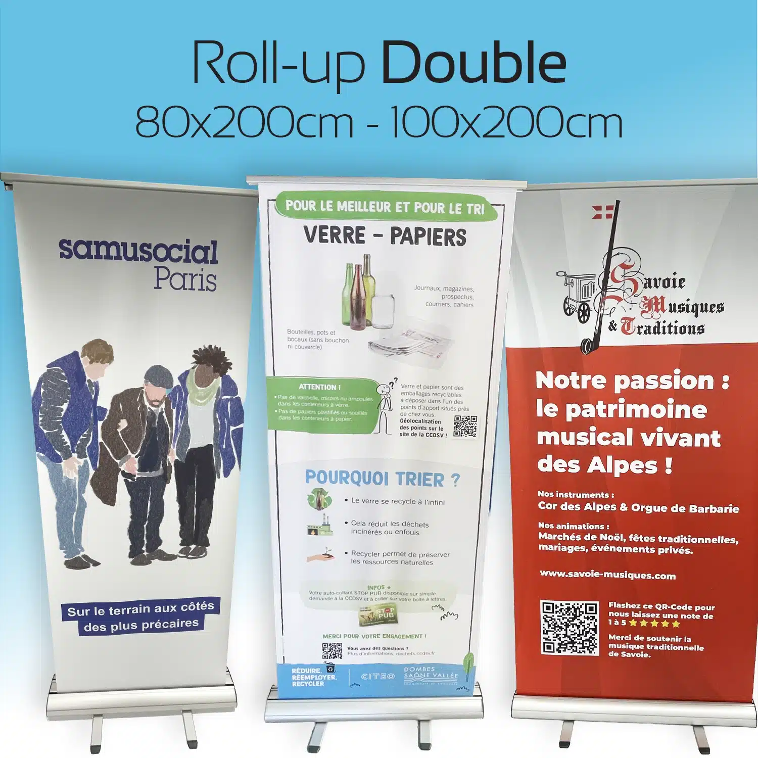 Roll-up recto/verso permettant une visibilité parfaite en magasin ou galerie marchande