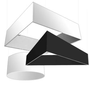 enseigne tissu textile suspendue salon stand